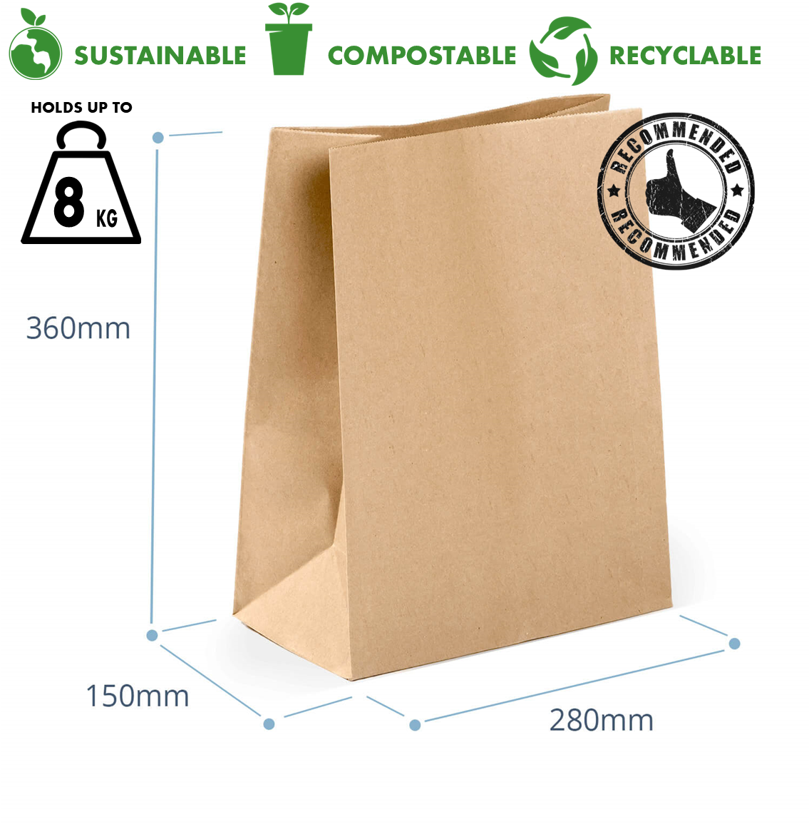 Kraft Paper Bag (Large) - No Handles (250's)