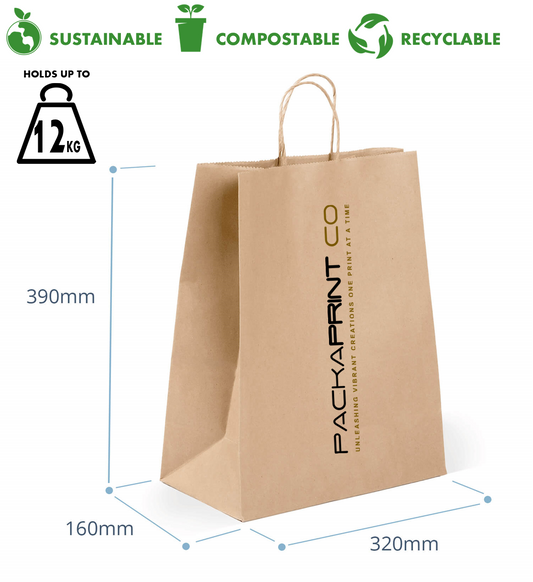 Kraft Paper Bag (Large) - Twist Handle -HEAVY DUTY (200'S)